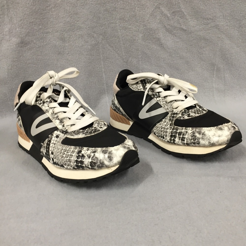 Tretorn Loyola Womens Sneakers Black Grey Snakeskin Print Lace Up Shoes 8.5